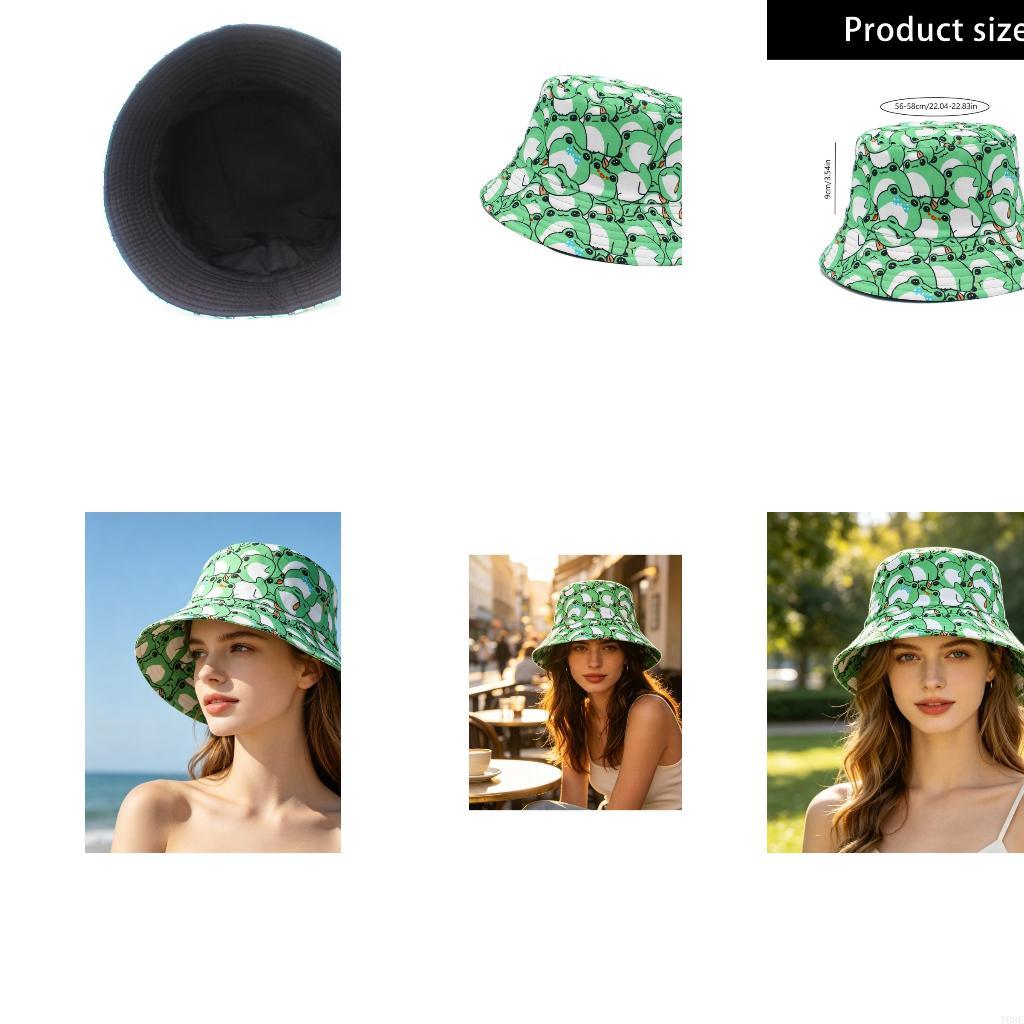 Packable Hat Nylon - قبعة دلو مطبوعة على شكل ضفادع