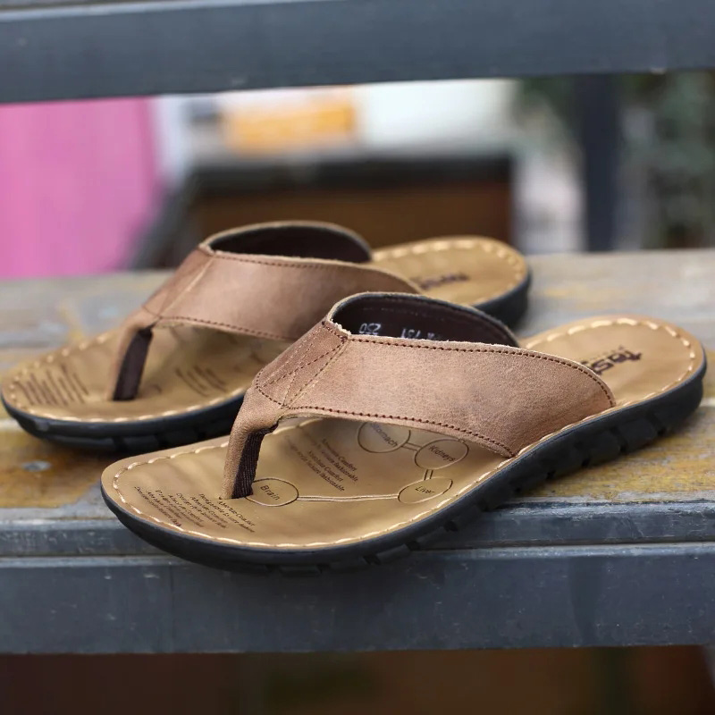 Flip Flop Leather Men - روما ريترو شبشب رجالي بلون كليب