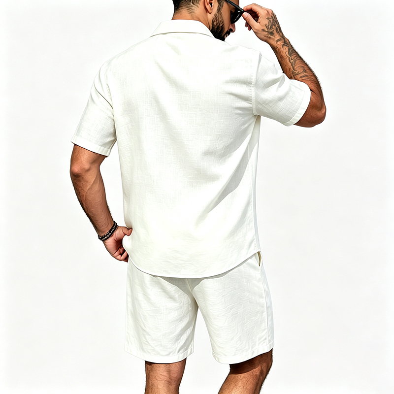طقم رجالي من قطعتين من الكتان، - مراجعة Linen Shirt Breathable وسعره