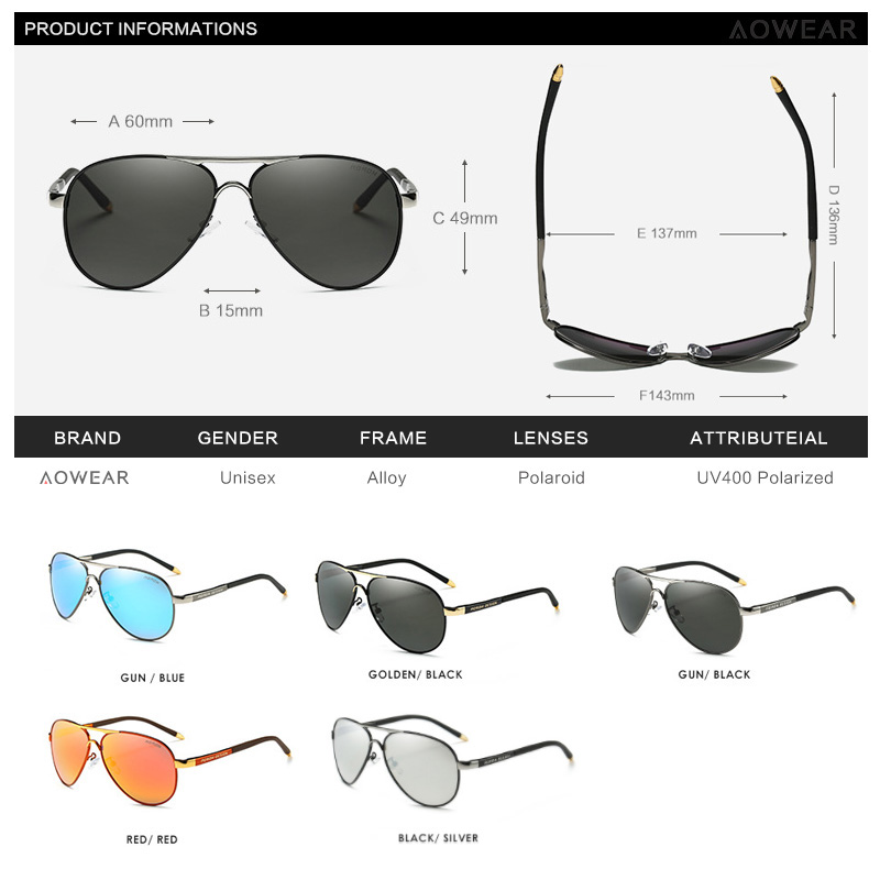 AOWEAR الرجال الطيران النظارات - مراجعة Sunglasses Aviator Polarized وسعره