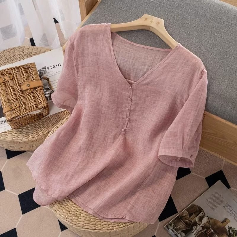 تي شيرت نسائي من مزيج الكتان ب - مراجعة Linen Shirt Breathable وسعره