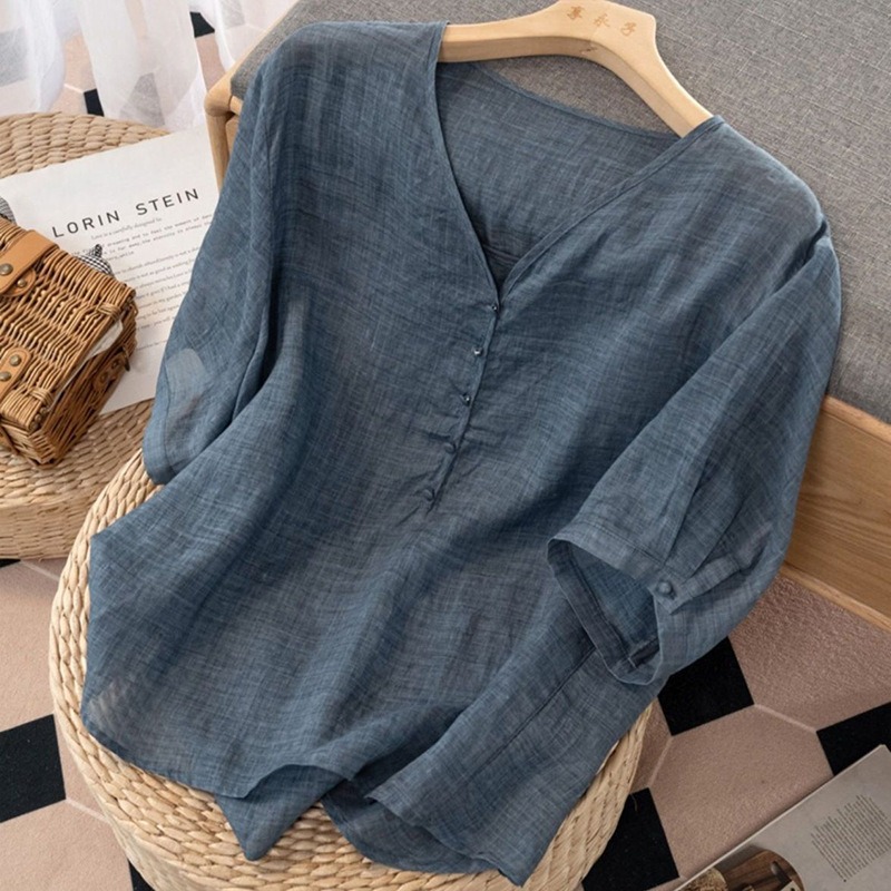 تي شيرت نسائي من مزيج الكتان ب - مراجعة Linen Shirt Breathable وسعره