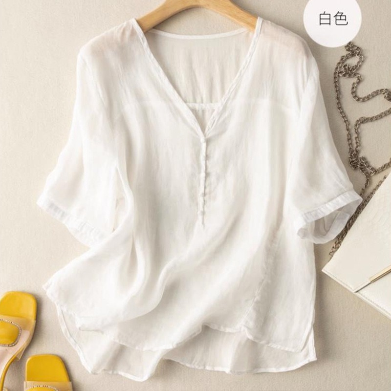تي شيرت نسائي من مزيج الكتان ب - مراجعة Linen Shirt Breathable وسعره