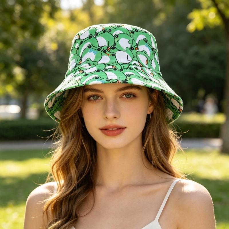 قبعة دلو مطبوعة على شكل ضفادع  - مراجعة Packable Hat Nylon وسعره